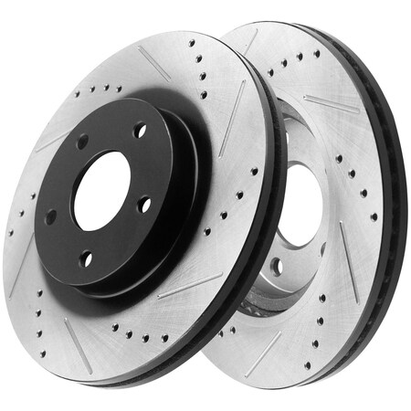 Motorbymotor MotorbyMotor Front Brake Rotors 261.5mm Drilled & Slotted 12040056(2Pack) BRF12040056BK